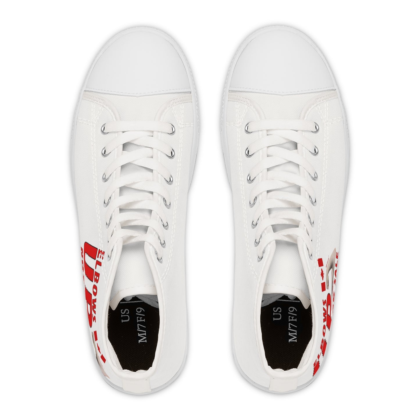 Women's High Top Sneakers - Fun & Trendy Elbow Up Slogan