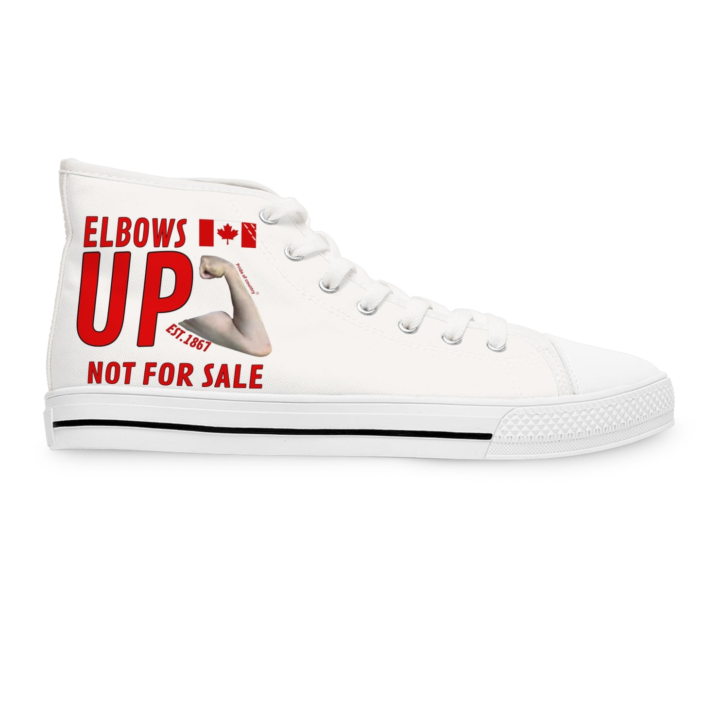 Women's High Top Sneakers - Fun & Trendy Elbow Up Slogan
