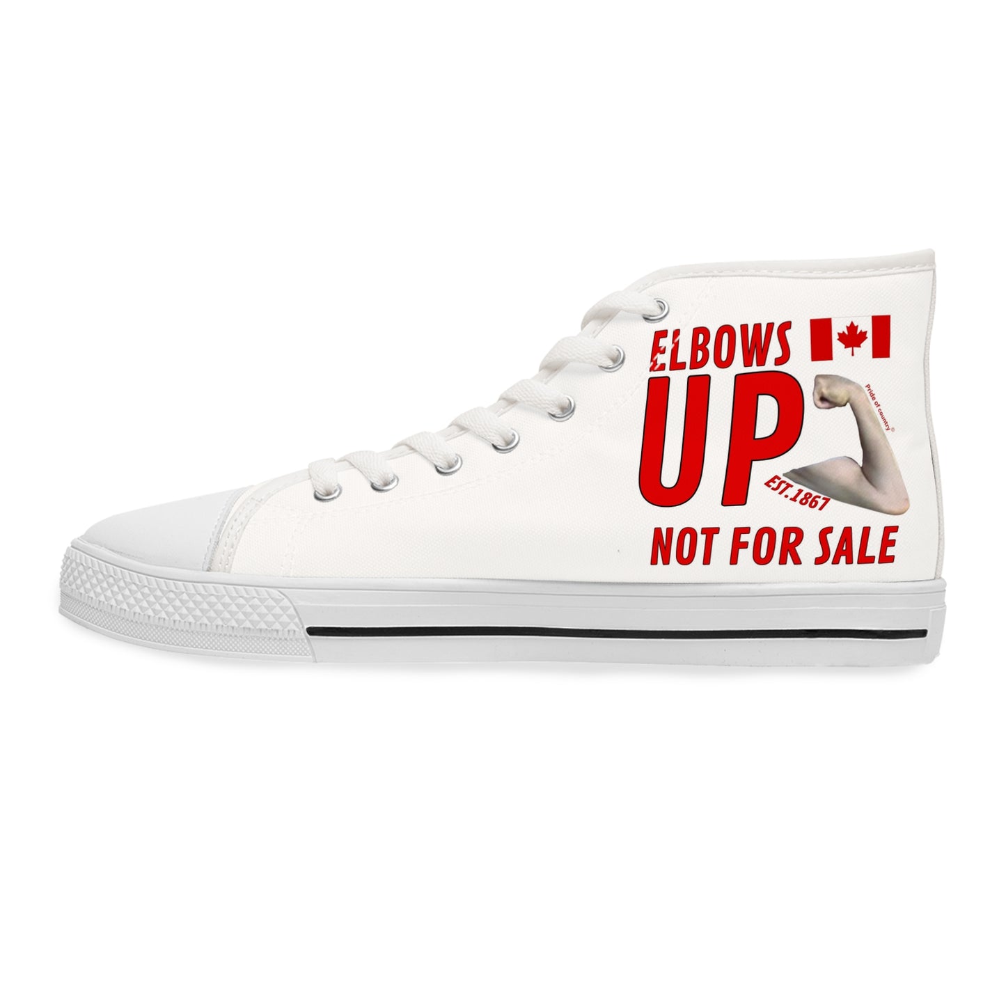 Women's High Top Sneakers - Fun & Trendy Elbow Up Slogan